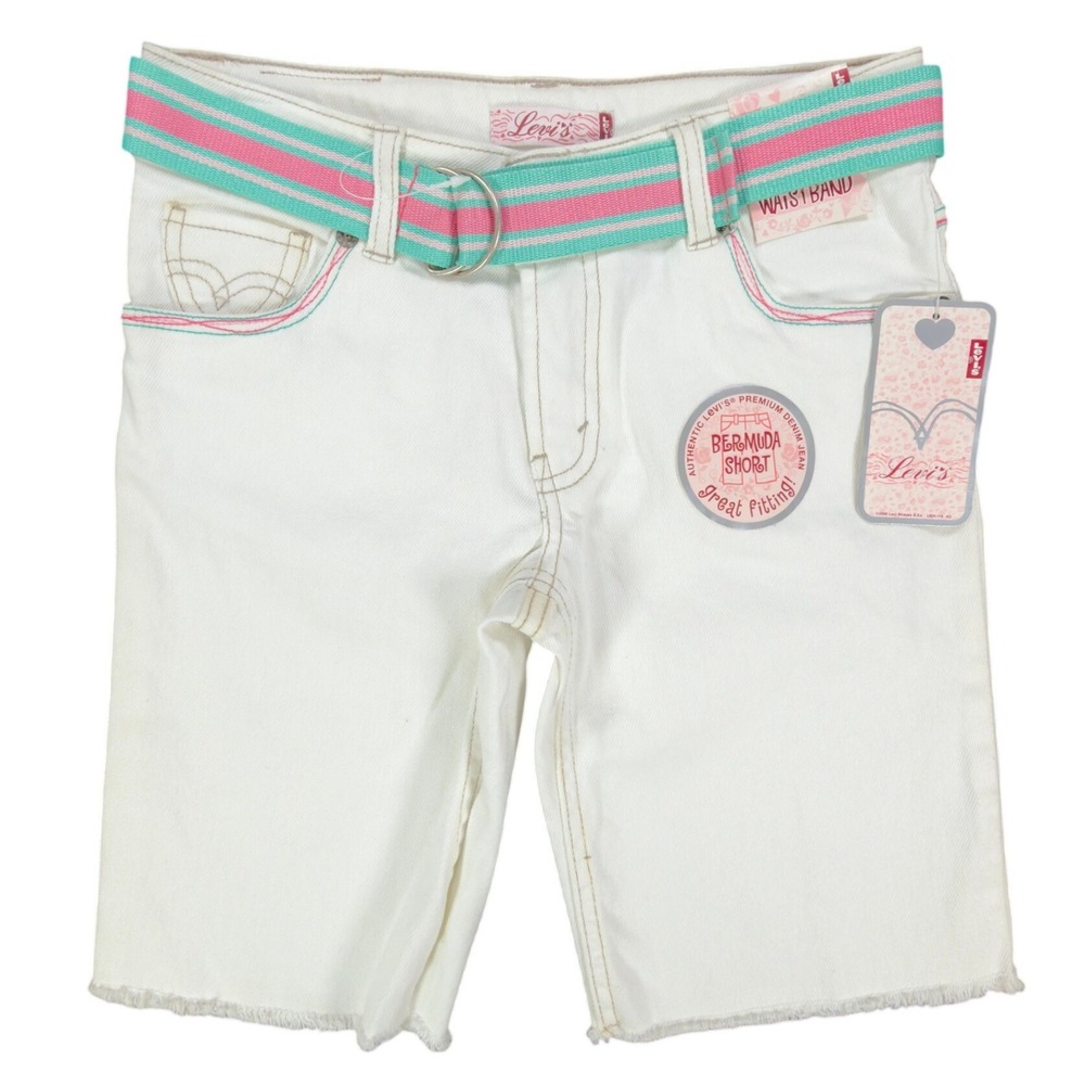 Levi's Y2K Bermuda Shorts Girls 12 White Denim NWT Deadstock